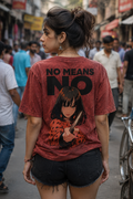 NO MEANS NO Oversized Acid Wash T-Shirt