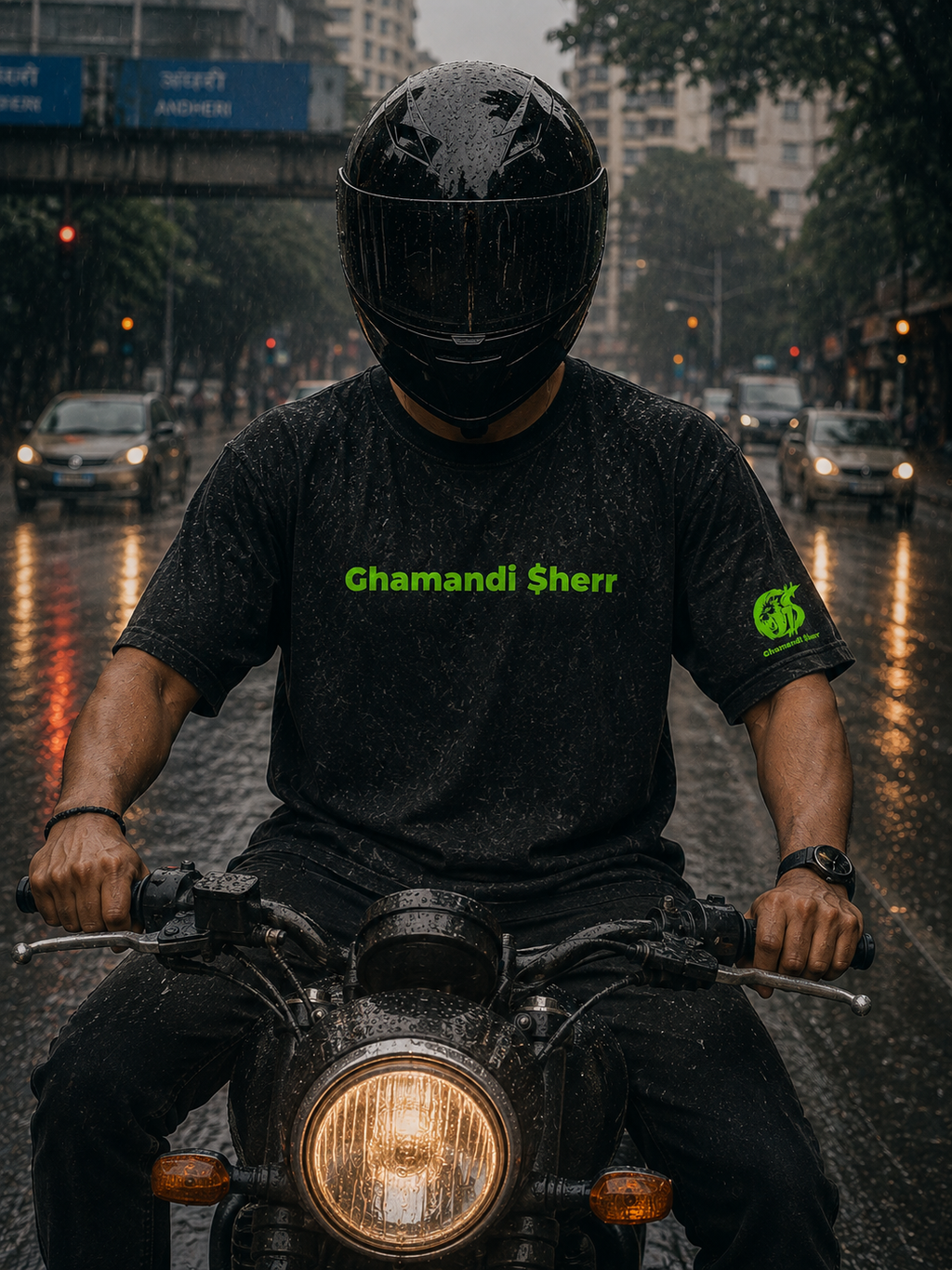 Born To Ride Biker T-Shirt | Black Acid Wash | Ghamandi Sherr
