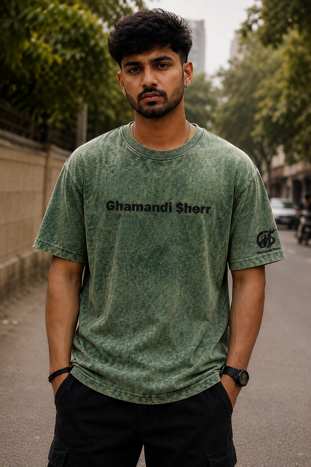 No Face No Rules Green Acid Wash T-Shirt | Ghamandi Sherr
