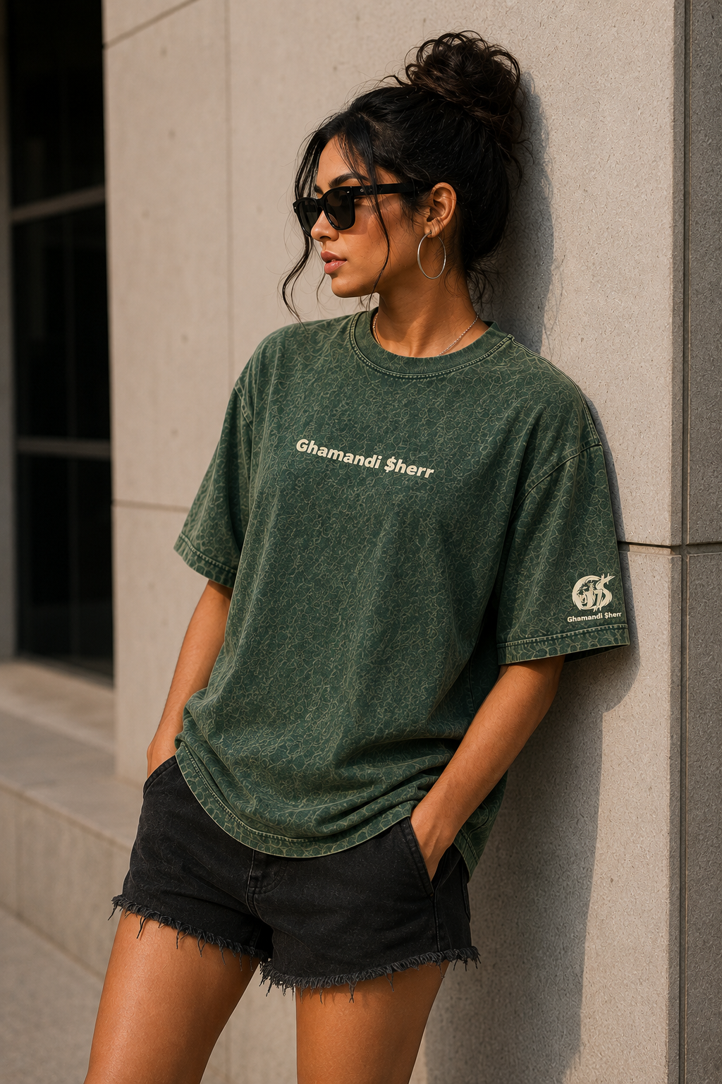 Sit Like A Lady Oversized Acid Wash Graphic T-Shirt | Ghamandi Sherr