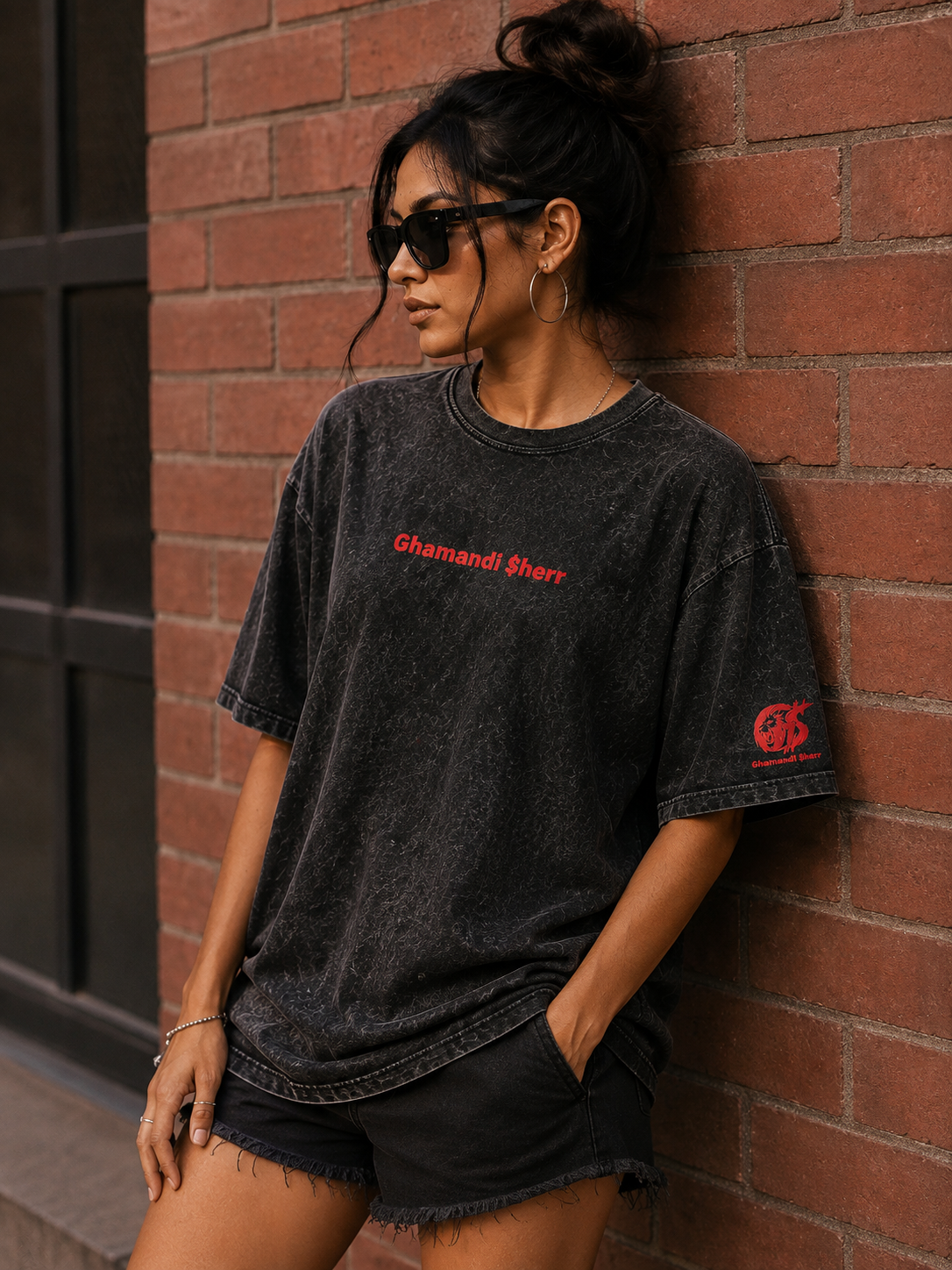 Mystic Devi | Black Acid Wash Graphic T-Shirt | Ghamandi Sherr