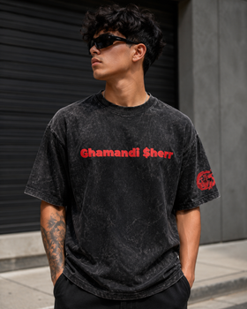 Racing Instinct Black Acid Wash Racing T-Shirt | Ghamandi Sherr