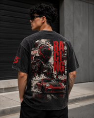 Racing Instinct Black Acid Wash Racing T-Shirt | Ghamandi Sherr