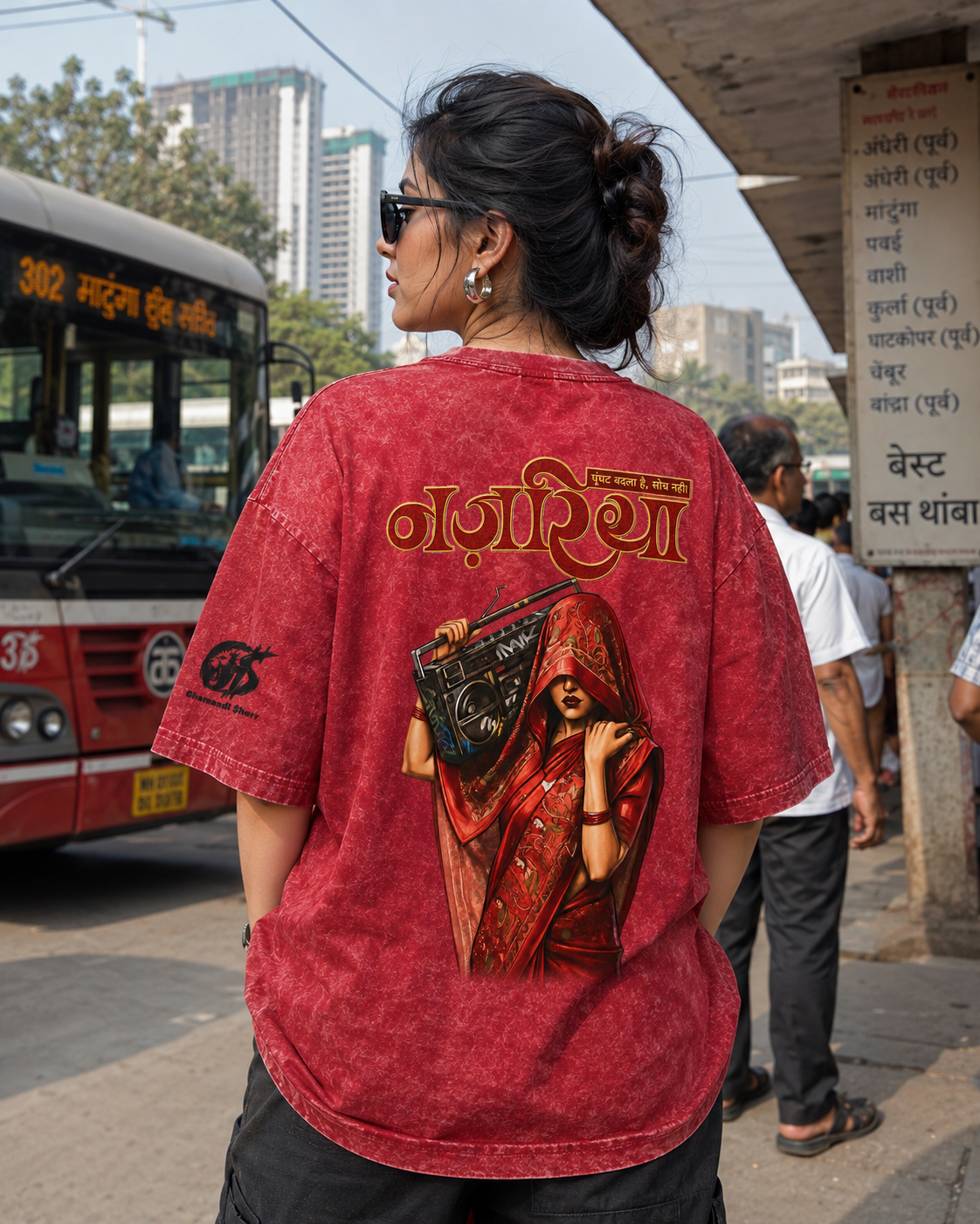 Nazariya Tee | Red Acid-Wash Streetwear