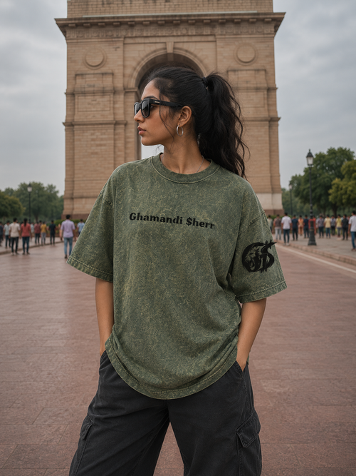 Ghamandi $herr Acid Wash T-Shirt – Black Bull Graphic | Streetwear