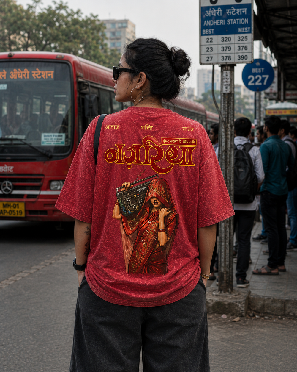 Nazariya Tee | Red Acid-Wash Streetwear | Ghamandi Sherr