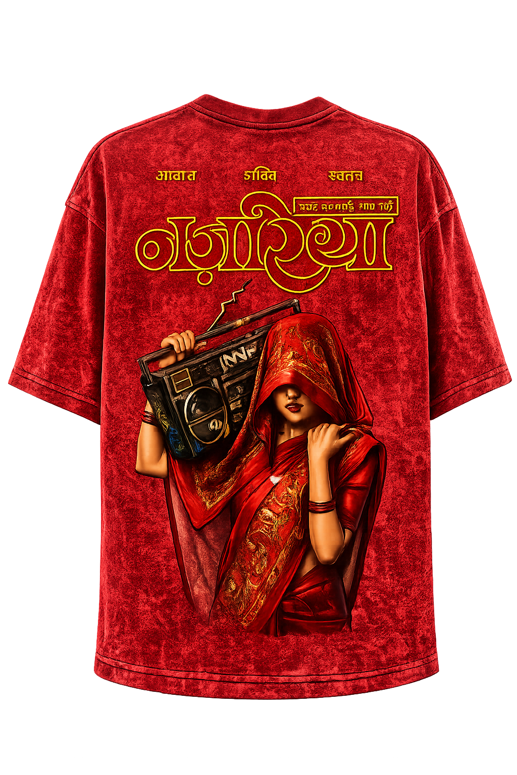 Nazariya Tee | Red Acid-Wash Streetwear | Ghamandi Sherr