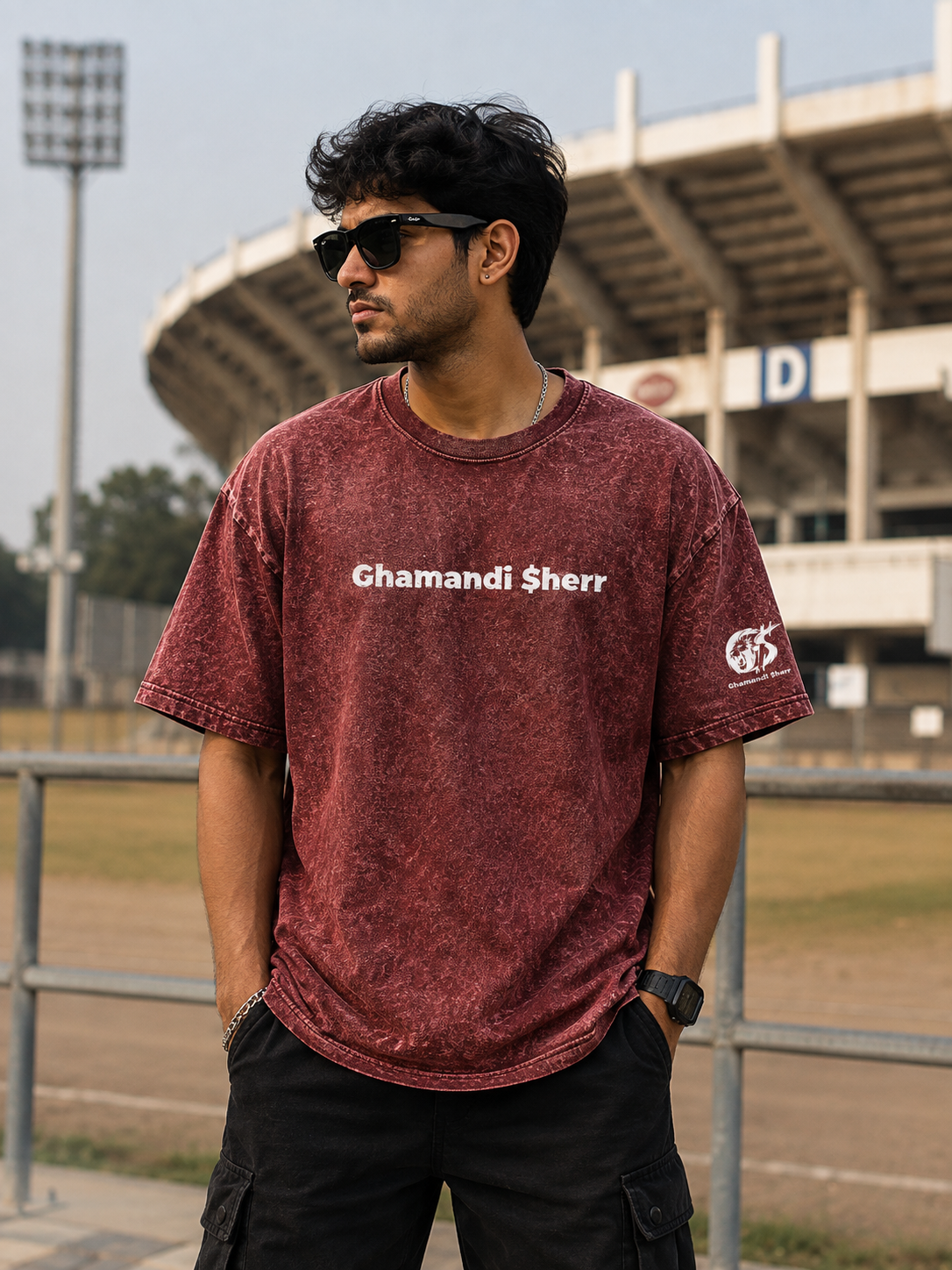 Urban Ronin Red Acid Wash Samurai Graphic T-Shirt | Ghamandi Sherr