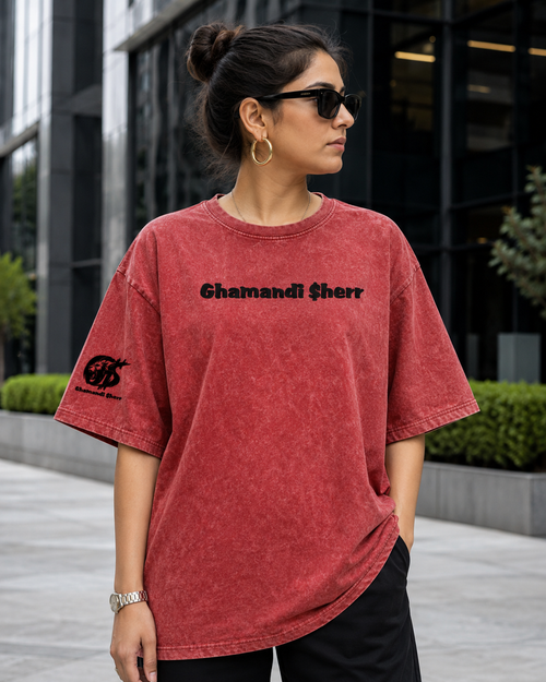 Nazariya Tee | Red Acid-Wash Streetwear